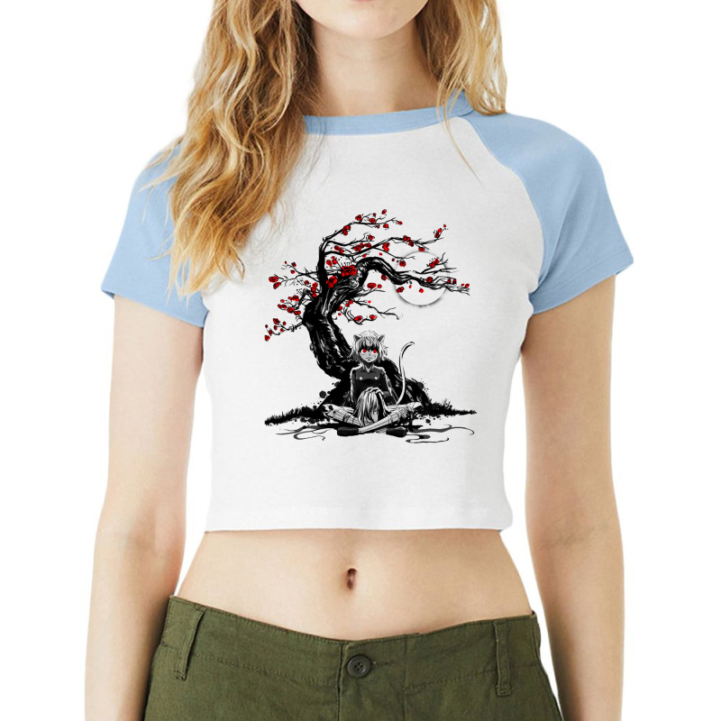 Cat Humanoid Holding Head Raglan Crop Top by awhetzel | Artistshot