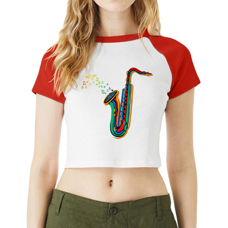 Saxophonist Jazz Music Gift Saxophone Raglan Crop Top by putrimeheng | Artistshot