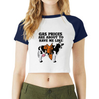 Funny Dairy Cow Gas Prices Raglan Crop Top | Artistshot