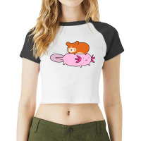 Axolotl And Little Hamster Raglan Crop Top | Artistshot