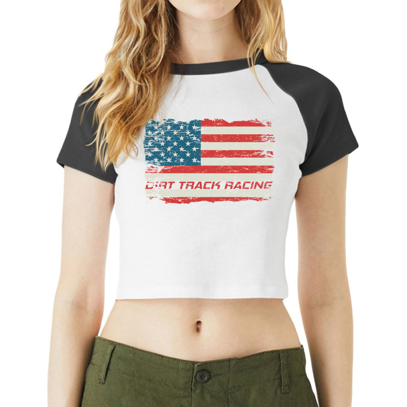 Dirt Track Racing American Flag Extreme Lover Raglan Crop Top by SamsulArt | Artistshot