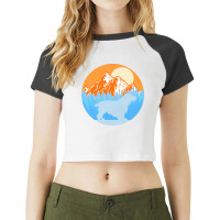 Cocker Spaniel T  Shirt Cocker Spaniel Dog Silhouette Sunset Mountain Raglan Crop Top | Artistshot