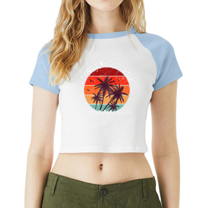 Family Vacation 2022 Vintage Florida St Petersburg Beach Premium Raglan Crop Top by Tiktify | Artistshot