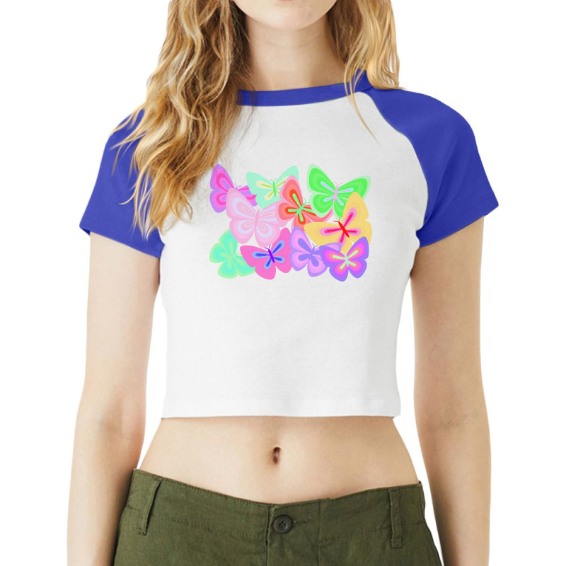 Butterflies T  Shirt Kaleidoscope Of Butterflies T  Shirt Raglan Crop Top by toyair | Artistshot