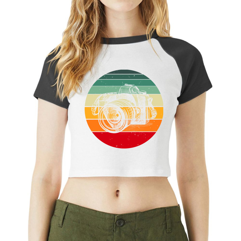 Retro Vintage Camera Photography Lover Photographer Raglan Crop Top by UbengArt | Artistshot