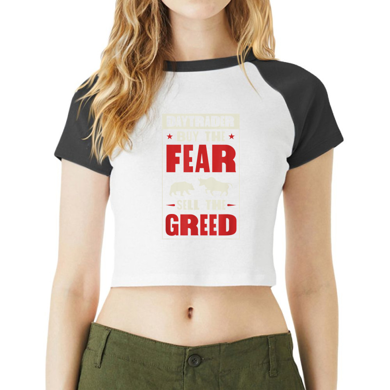 Day Trader Buy The Fear Sell The Greed Bear Bull Market Raglan Crop Top by yuyurumpung | Artistshot