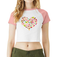 Ice Cream Heart Funny Summer Ice Cream Lover Ice Cream Heart T Shirt Raglan Crop Top | Artistshot