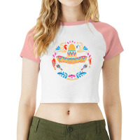 Calavera Moustache Skull Fiesta Sombrero Cinco De Mayo T Shirt Raglan Crop Top | Artistshot