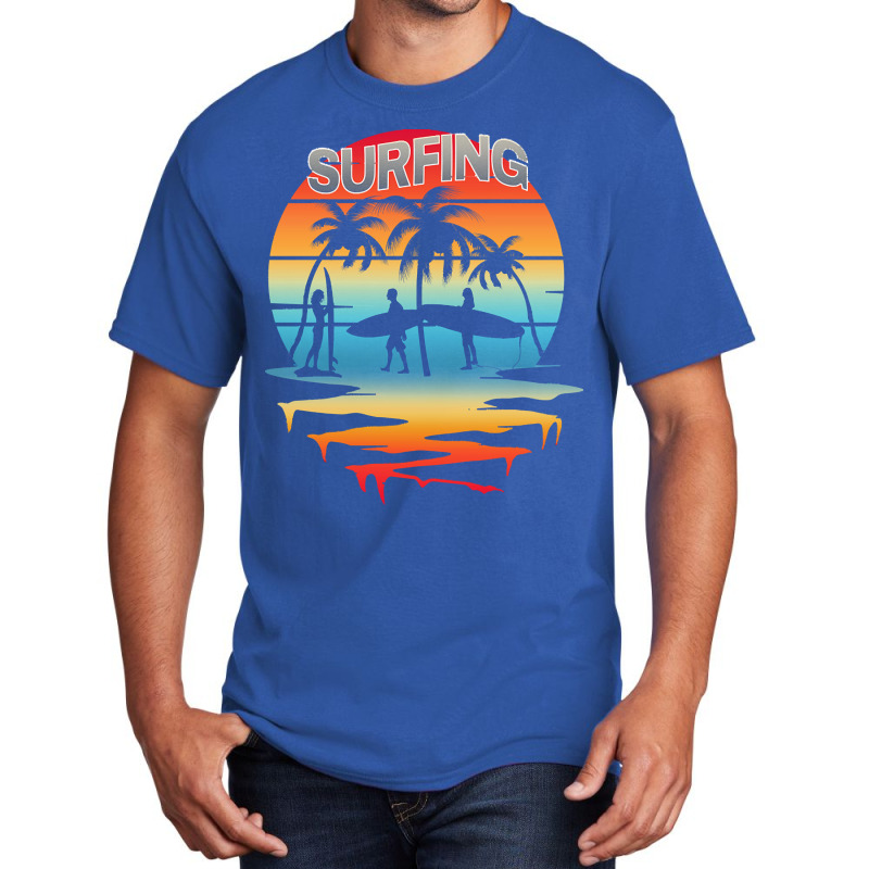 Surfing T  Shirtsurfing Surfer Summer Vacation Sunset T  Shirt Basic T-shirt | Artistshot