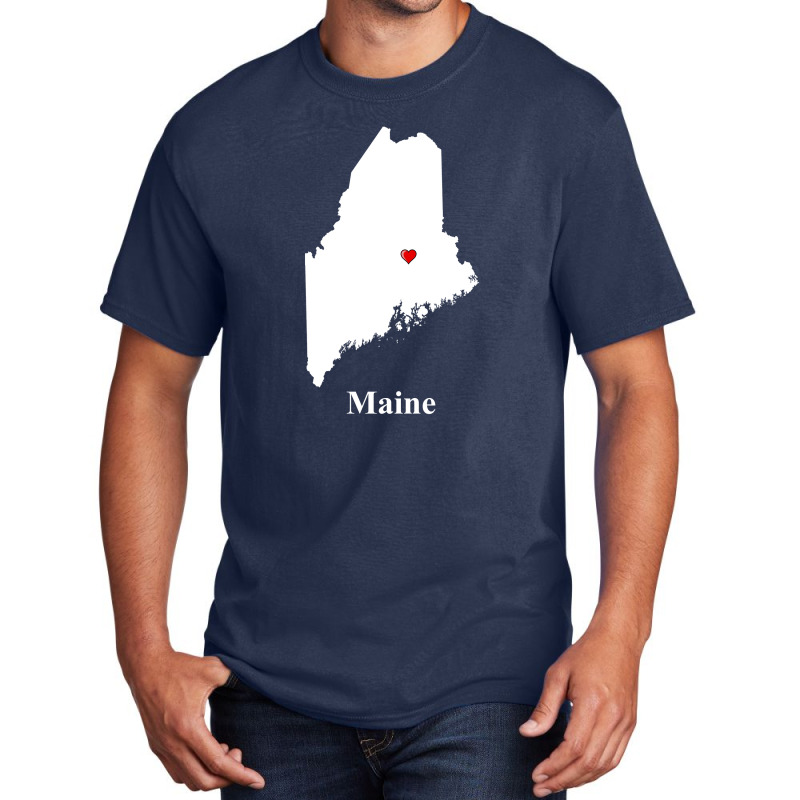 Maine Love Map Basic T-shirt | Artistshot