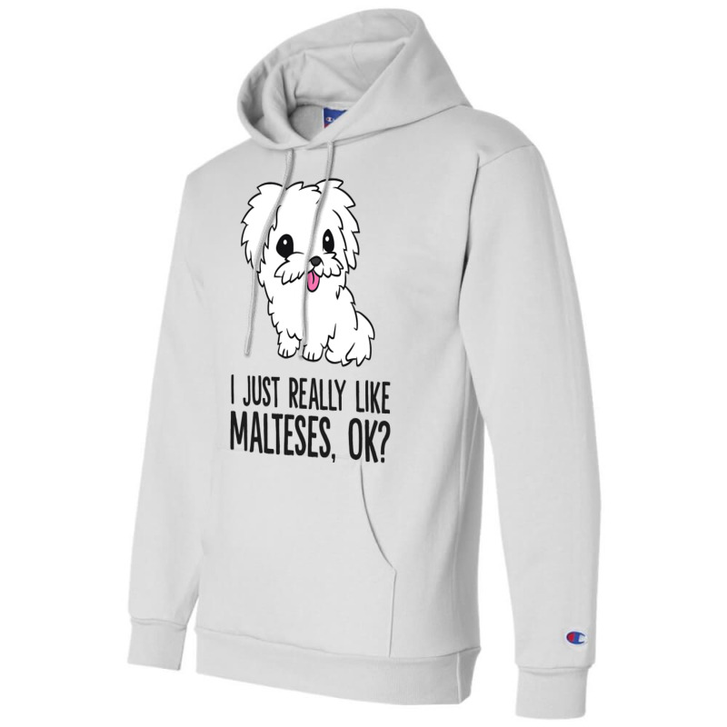 I Just Really Like Malteses Ok Cute Maltese Dog Champion Hoodie | Artistshot