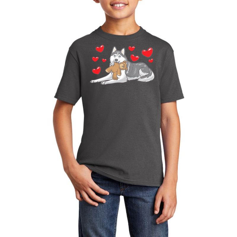 Siberian Husky T  Shirt Siberian Husky Dog With Stuffed Animal T  Shir Basic Youth T-shirt by sengeryasmin | Artistshot