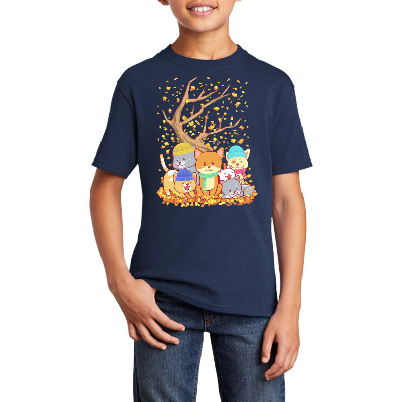 Cats T  Shirt Cats Fall Autumn Leaf Tree Lover Season Fan Enjoy T  Shi Basic Youth T-shirt by ava44194 | Artistshot