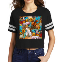 Farm Animals Leopard Sunflowers Seamless Pattern Scorecard Crop Tee | Artistshot