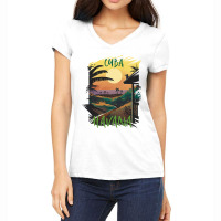 Havana Cuba Palm Trees Beach Ocean Surfing Hispani Women's V-neck T-shirt | Artistshot