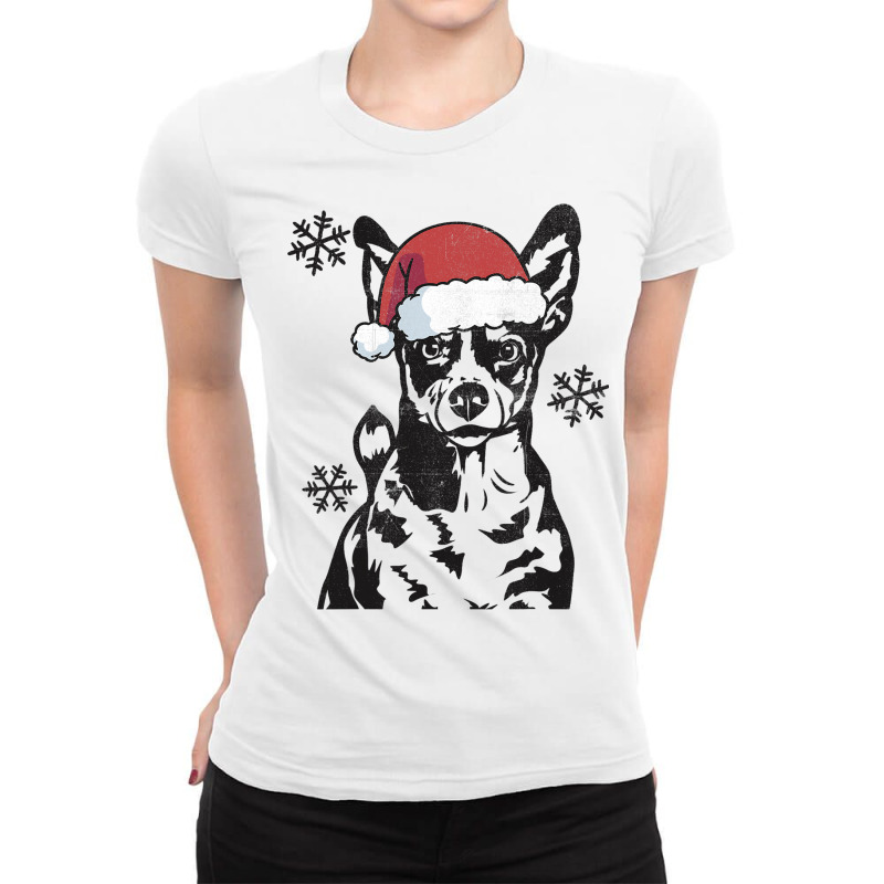 Funny Jack Russel Christmas Santa Hat Xmas Mom Dad Ladies Fitted T-Shirt by KaleiaPeckham | Artistshot