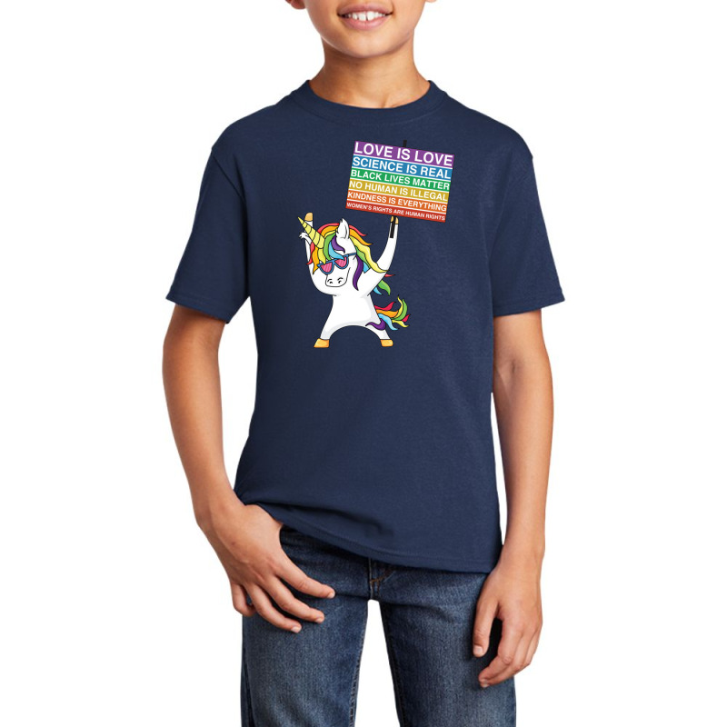 Social Justice Unicorn Activist Sign Equity Protest Inclusive Climate Basic Youth T-shirt | Artistshot