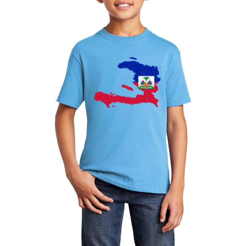 Haiti Map Flag Drawing Line Art Basic Youth T-shirt | Artistshot