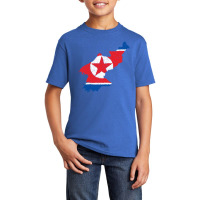 North Korea Map Flag Drawing Line Art Basic Youth T-shirt | Artistshot