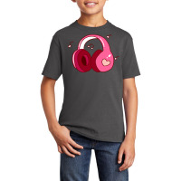 Pink Headphones Basic Youth T-shirt | Artistshot