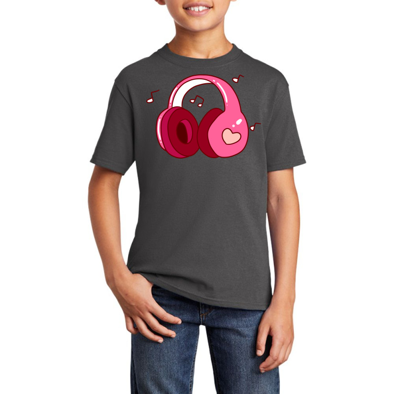 Pink Headphones Basic Youth T-shirt by ilal12 | Artistshot