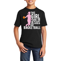 This Girl Runs On Jesus And Basketball Christian Girls Players Cute Gi Basic Youth T-shirt | Artistshot