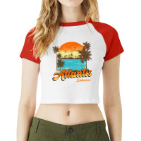 Atlantis Bahamas Beach Summer Vacation Palm Sunset T Shirt Raglan Crop Top | Artistshot