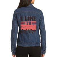 I Like To Get High Music Notes Opera Singer Choir  Ladies Denim Jacket | Artistshot