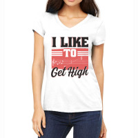 I Like To Get High Music Notes Opera Singer Choir  Women's V-neck T-shirt | Artistshot