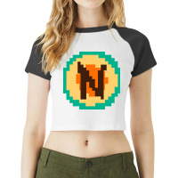 Pixelated Letter N Raglan Crop Top | Artistshot