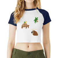 Sloth And Turtle Snail Running T Shirt Raglan Crop Top | Artistshot