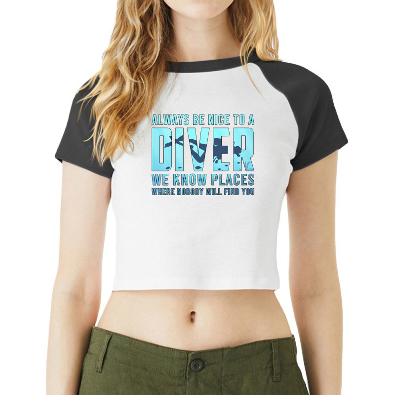 Diver Scuba Diver Dive Funny Sea Gift Idea107 Diving Deeper Raglan Crop Top by offensejuggler | Artistshot