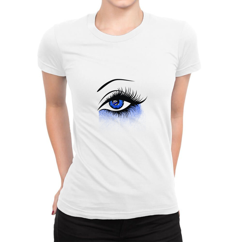 Black The Blue Eyes Cute Ladies Fitted T-Shirt by hoainv | Artistshot