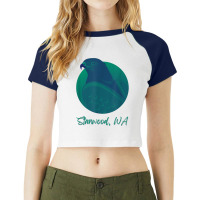 Stanwood Wa Osprey Sea Green Raptor Ocean Bird T Shirt Raglan Crop Top | Artistshot