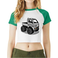 Kei Truck Chibi Cartoon Mini Truck Premium Raglan Crop Top | Artistshot