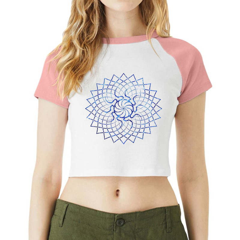 Mandala Geometry Sacred Fractal Art Yoga Mantra Good Vibe Raglan Crop Top by jabaludden | Artistshot