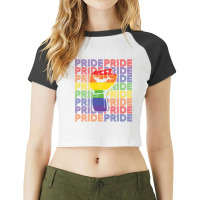 Rainbow Fist Pride Raglan Crop Top | Artistshot