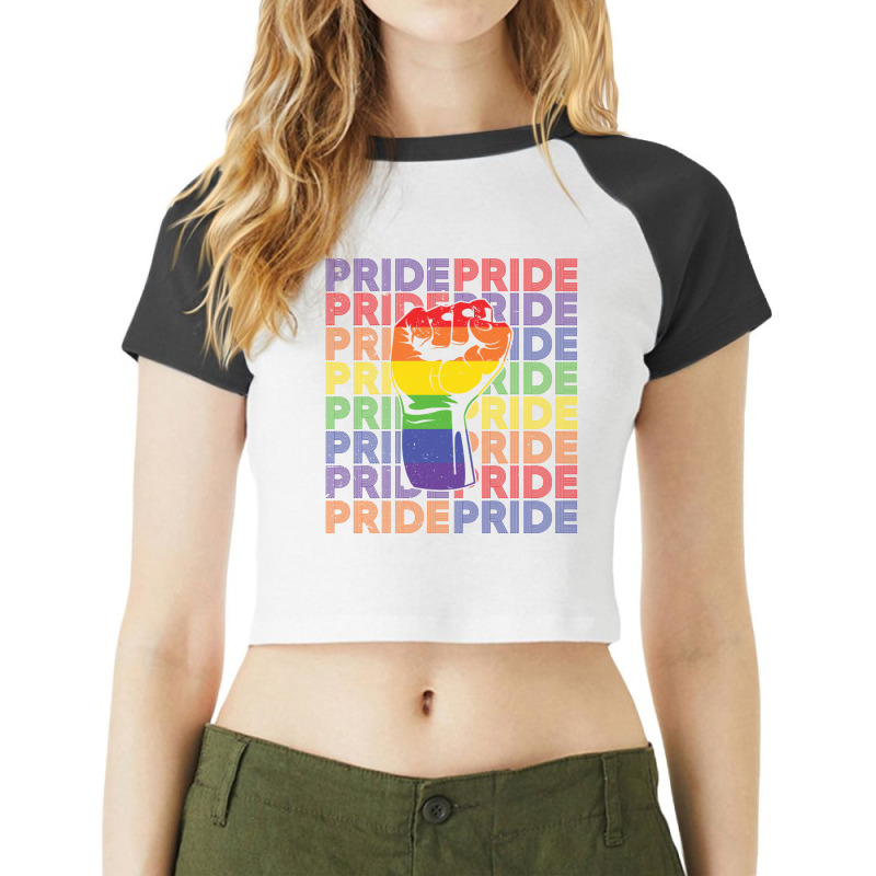 Rainbow Fist Pride Raglan Crop Top by juliesolvstrom | Artistshot