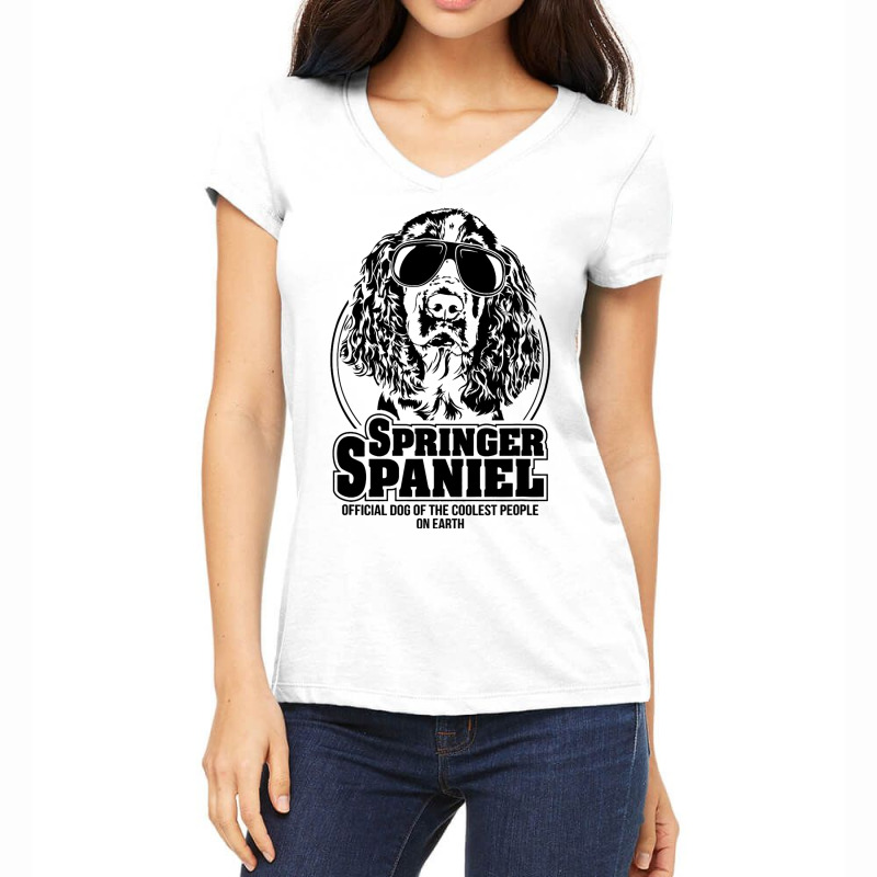 Funny Springer Spaniel Coolest People Dog Saying D Women's V-Neck T-Shirt by ARTHURDINES | Artistshot