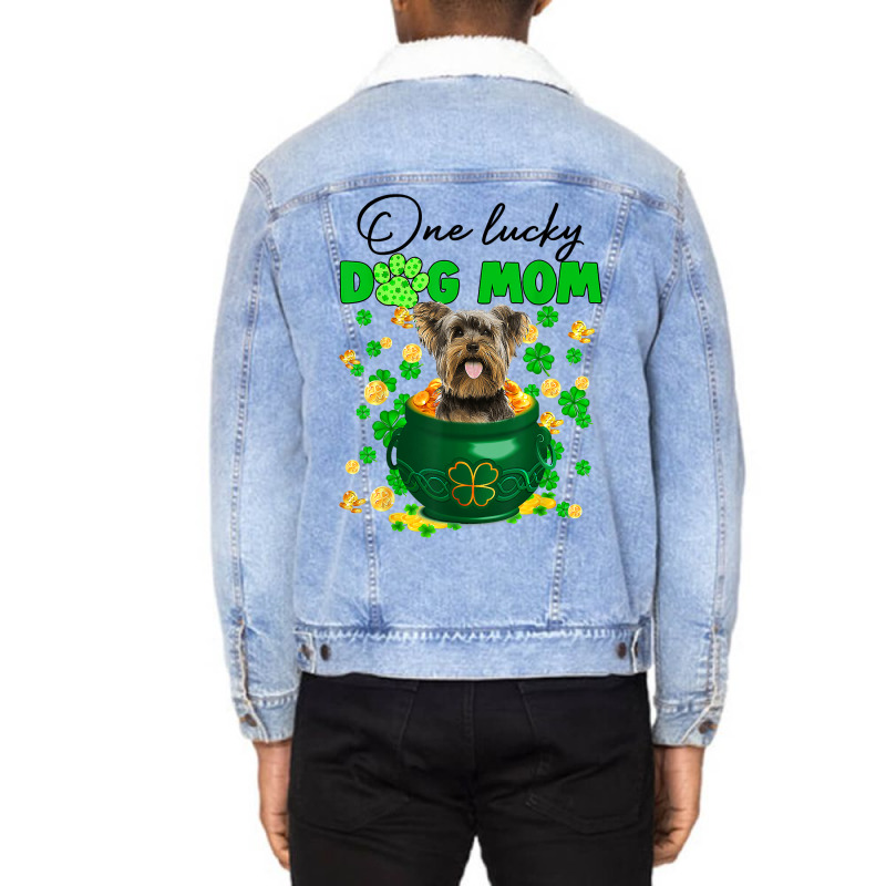 Funny St Patricks Day Patricks Yorkshire Terrier D Unisex Sherpa-lined Denim Jacket | Artistshot