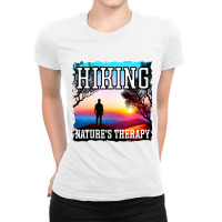 Hiking Natures Therapy Sunset Hiking Ladies Fitted T-shirt | Artistshot