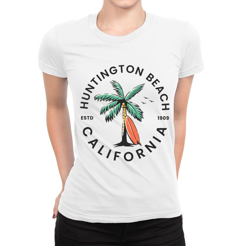 Huntington California Beach Surf Summer Vacation Ladies Fitted T-Shirt by MICHAELPHILBECK | Artistshot