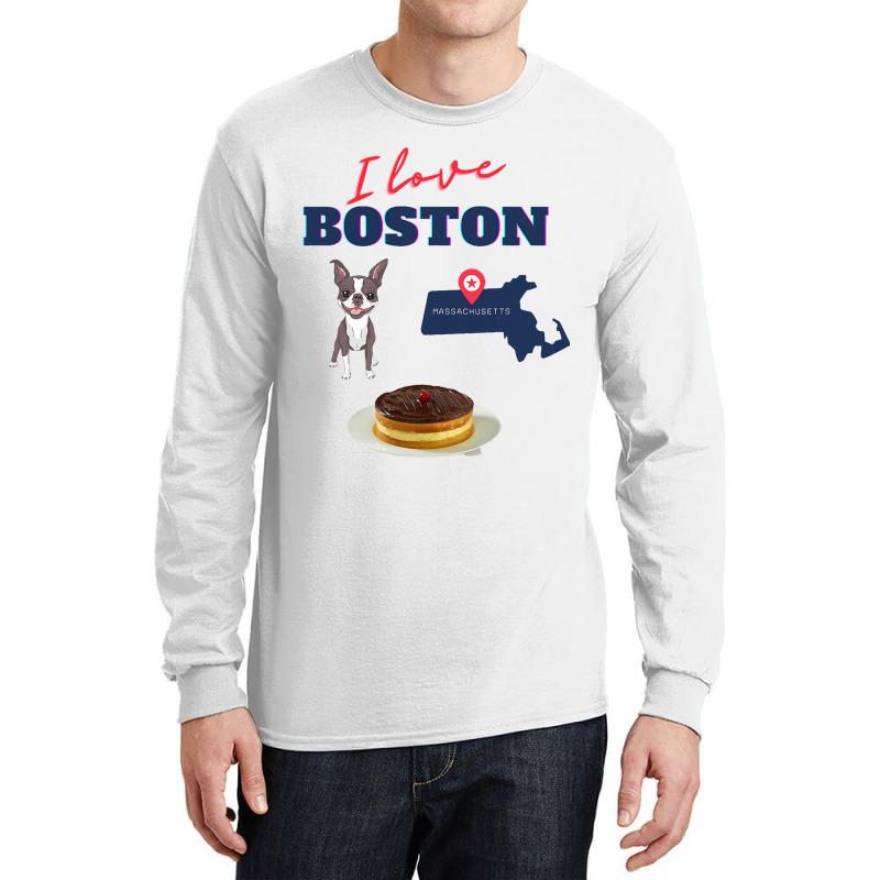 I Love Boston Massachusetts Terrier Creme Pie Funn Long Sleeve Shirts by KYERRAREED | Artistshot