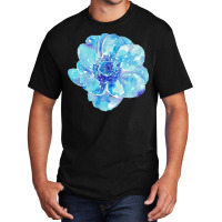 Blue Anemone Flower Painting Red Green Flower Red Green Abstract Water Basic T-shirt | Artistshot