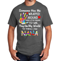 Autism Nana T  Shirt Wrapped Around Their Little Finger Autism Nana T Basic T-shirt | Artistshot