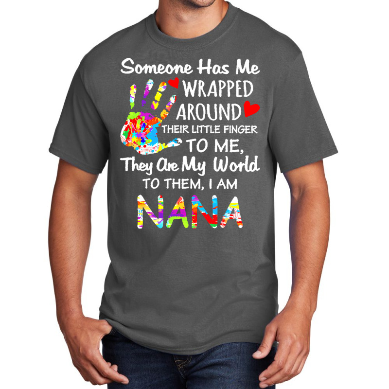 Autism Nana T  Shirt Wrapped Around Their Little Finger Autism Nana T Basic T-shirt by vmcdermott132 | Artistshot