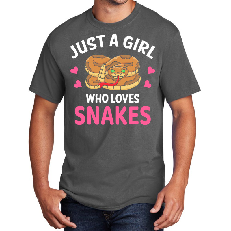 Snake T  Shirt Just A Girl Who Loves Snakes I Cartoon Snake T  Shirt Basic T-shirt by heloise3085 | Artistshot