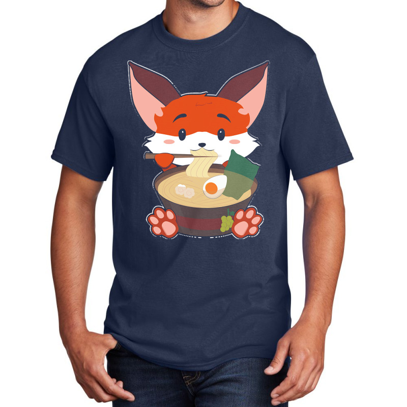 Japanese T  Shirt Anime Cute Fox Japanese Ramen Noodles Kawaii Gift Pr Basic T-shirt by blockmarta105 | Artistshot