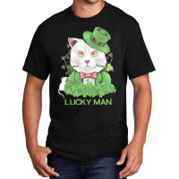 Lucky Man T  Shirt Lucky Man Funny White Cat And White Mouse St. Patri Basic T-shirt | Artistshot