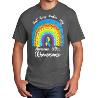 Rainbow Down Syndrome Funny For Kid T  Shirt Just Busy Rockin' My Awes Basic T-shirt | Artistshot